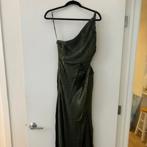 shona joy forest green dress Shona Joy La Lune Lace Back Maxi Dress in Dark Green